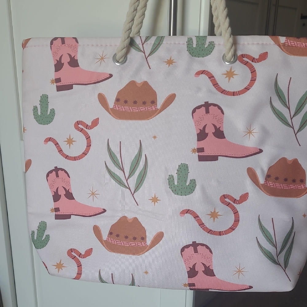 Weston Womens Themed Rope Handle Tote Bag Minor signs Of Wear . Shown in photo.